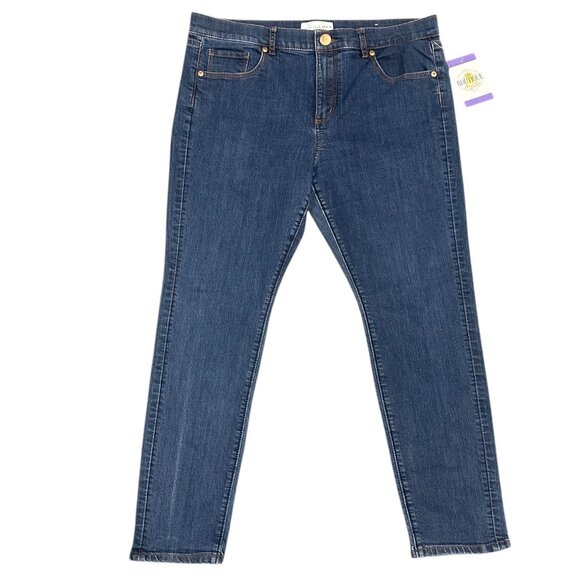 LOFT Modern Skinny Blue Jeans Cropped Stretch Mid Rise Normcore Petite 31/12 - Picture 1 of 13